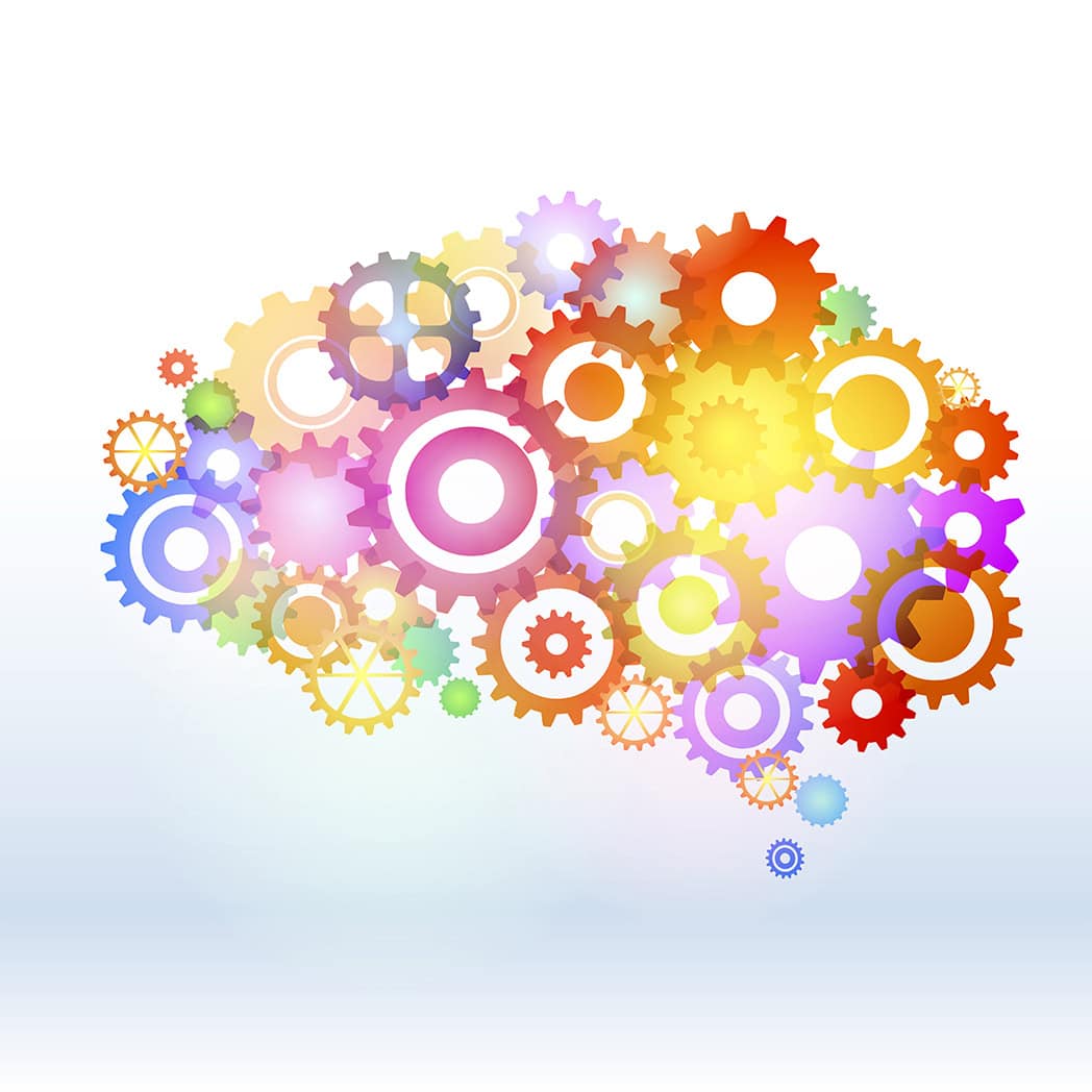 beeld van tandwieltjes die een brein vormen